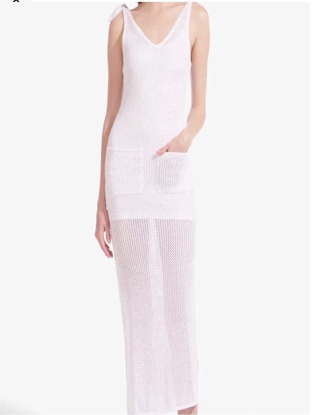 STAUD White Crochet Maxi Dress